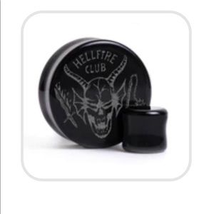 1/2” (12mm) black glass Hellfire Club plugs! Never worn